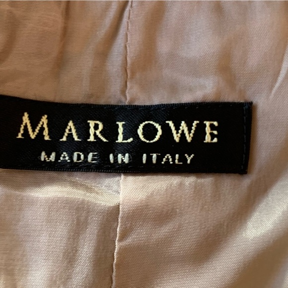 Marlowe Womens 40 (US 6) Blazer Jacket Brown Cream Embossed Floral Belted Italy - Picture 7 of 10